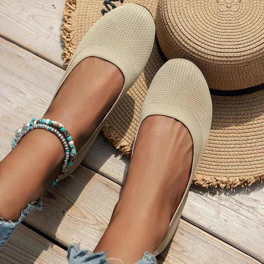 Women's knit ballet flats top view