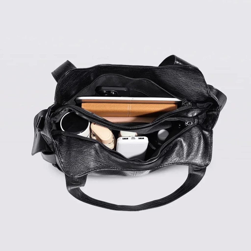 Women's Everyday Tote Bag in Soft Vegan Leather - Black