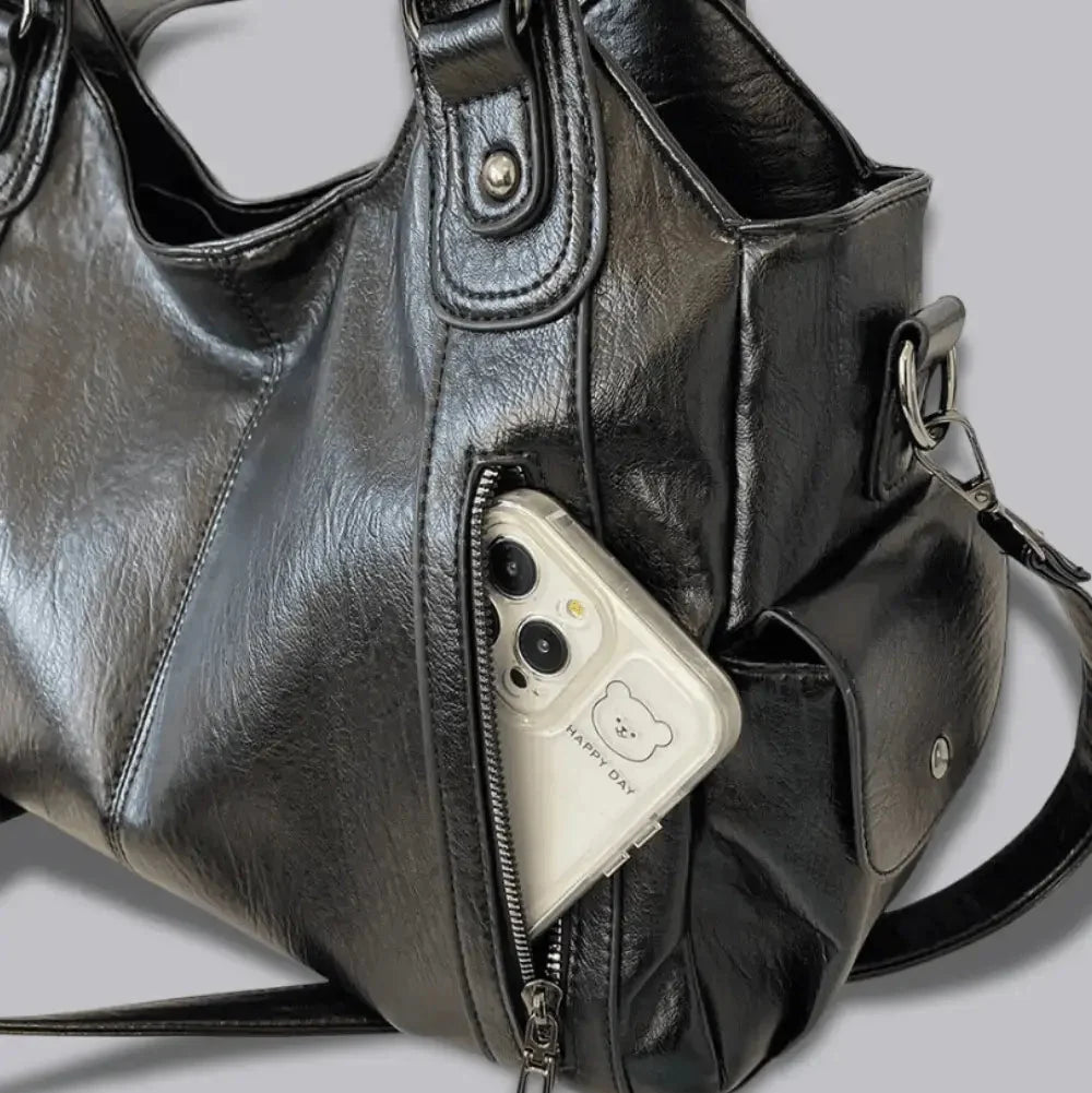 Women's Everyday Tote Bag in Soft Vegan Leather - Black