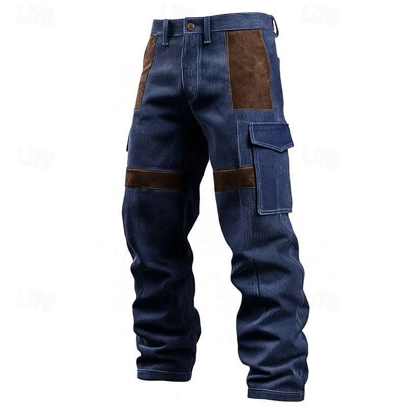 Men's Relaxed Cargo Trousers, Patchwork Detail – view 5