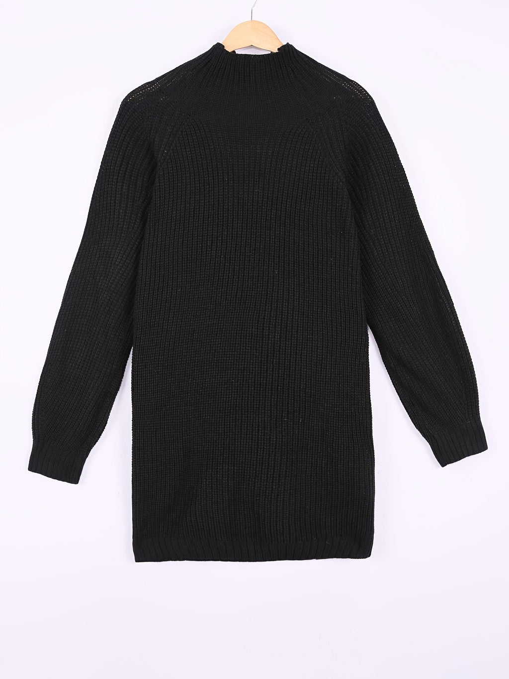 Women's Ribbed Half-Turtleneck Dress, Draped Fit – view 4