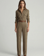Checked wide-leg jumpsuit V-neck