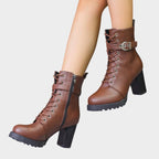 Chunky block heel and textured platform sole