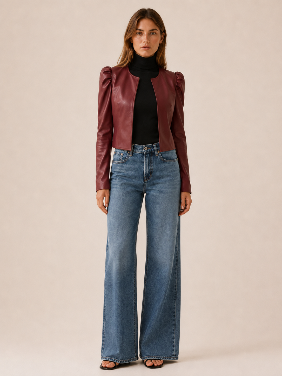 Cropped Jacket Burgundy