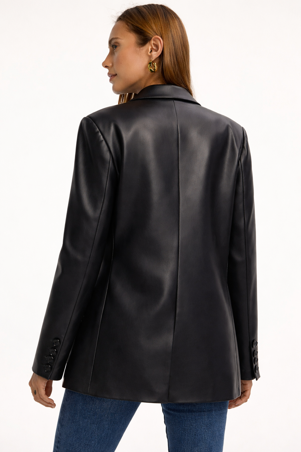 Women's leather-look blazer black