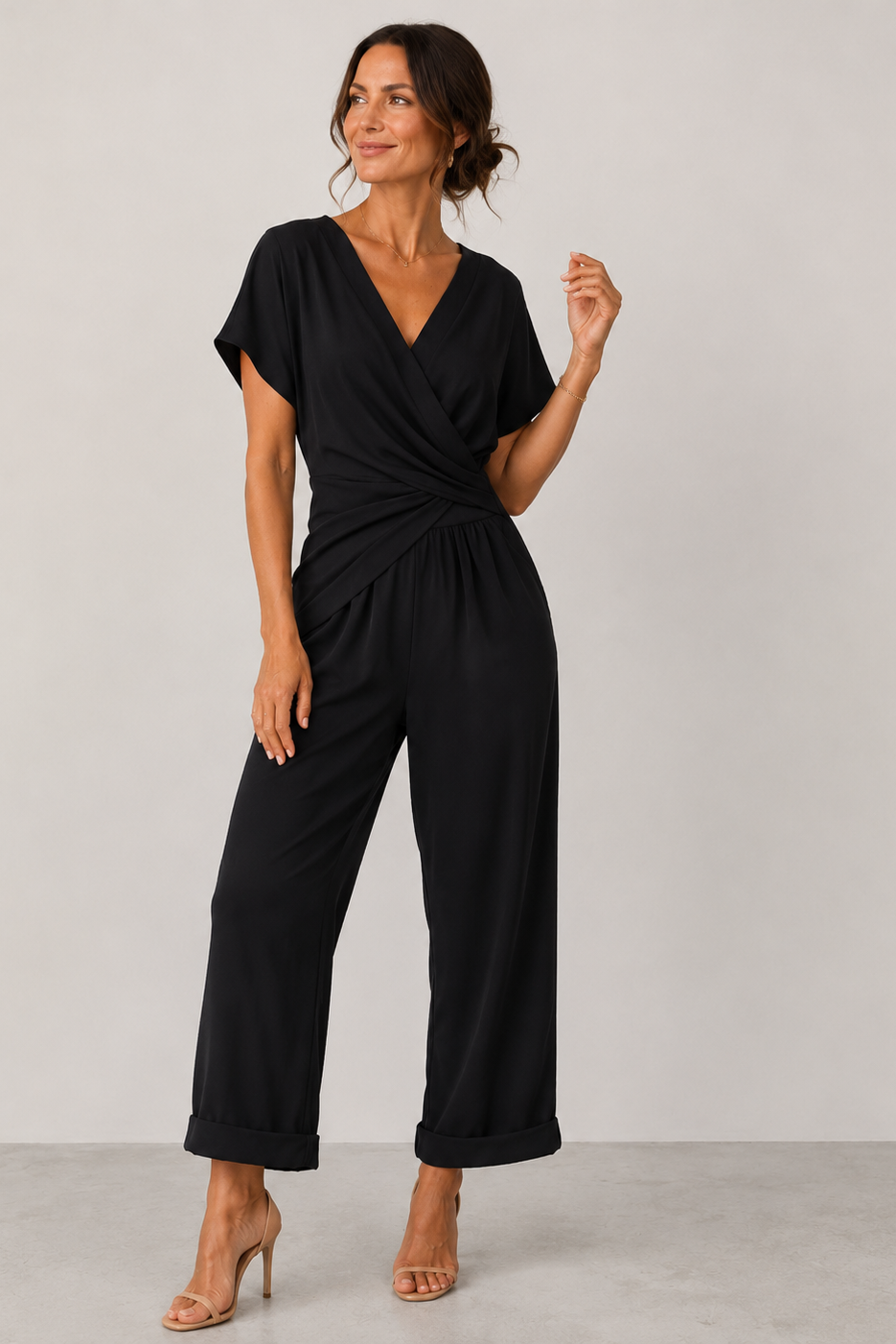 Women's short-sleeve jumpsuit black