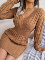 Women's Cable-Knit Sweater Dress, Cinched Waist – view 12