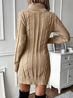 Women's Cable-Knit High-Neck Sweater Dress – view 2