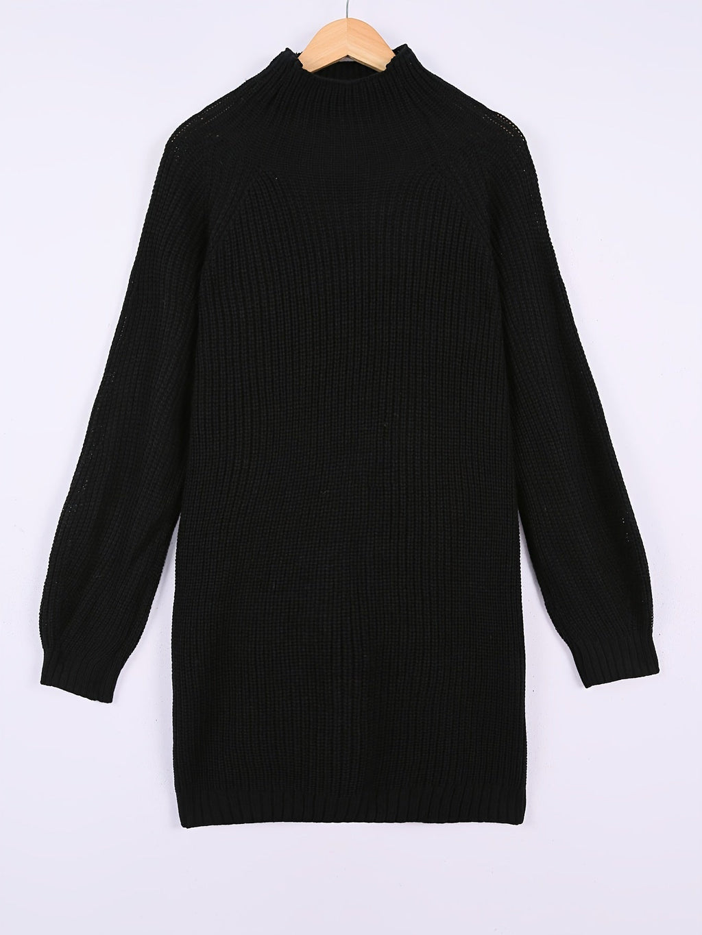 Women's Ribbed Half-Turtleneck Dress, Draped Fit – view 3