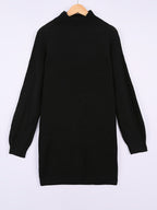 Women's Ribbed Half-Turtleneck Dress, Draped Fit – view 3