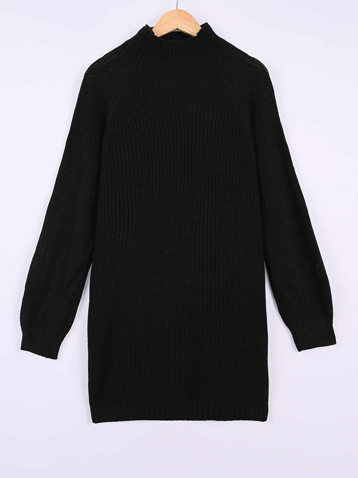 Women's Ribbed Half-Turtleneck Dress, Draped Fit – view 3