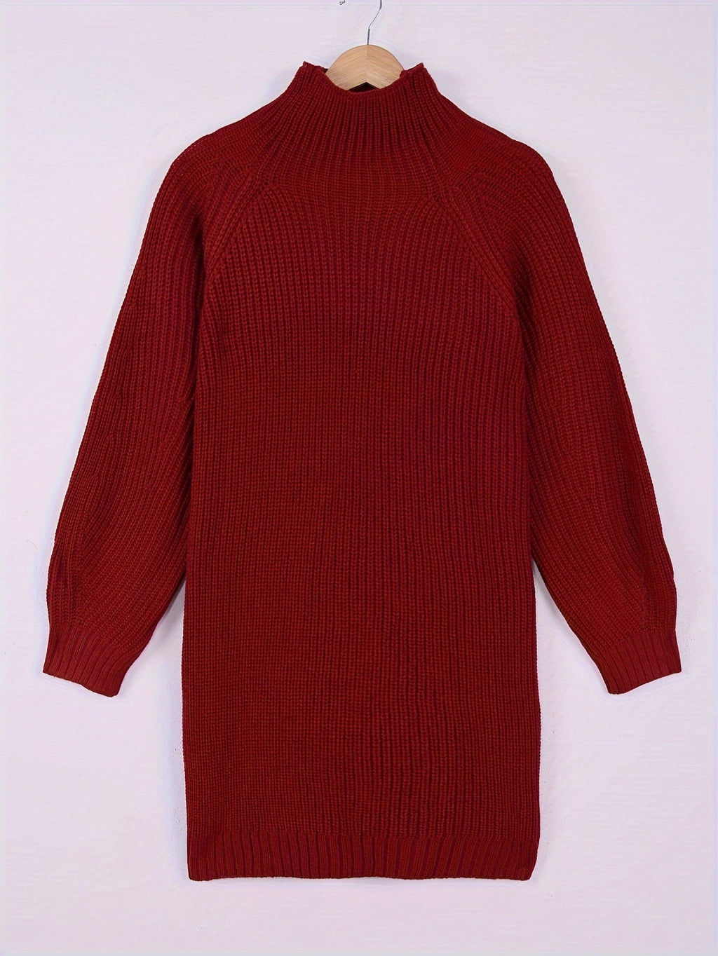 Women's Ribbed Half-Turtleneck Dress, Draped Fit – view 14