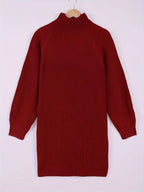 Women's Ribbed Half-Turtleneck Dress, Draped Fit – view 14