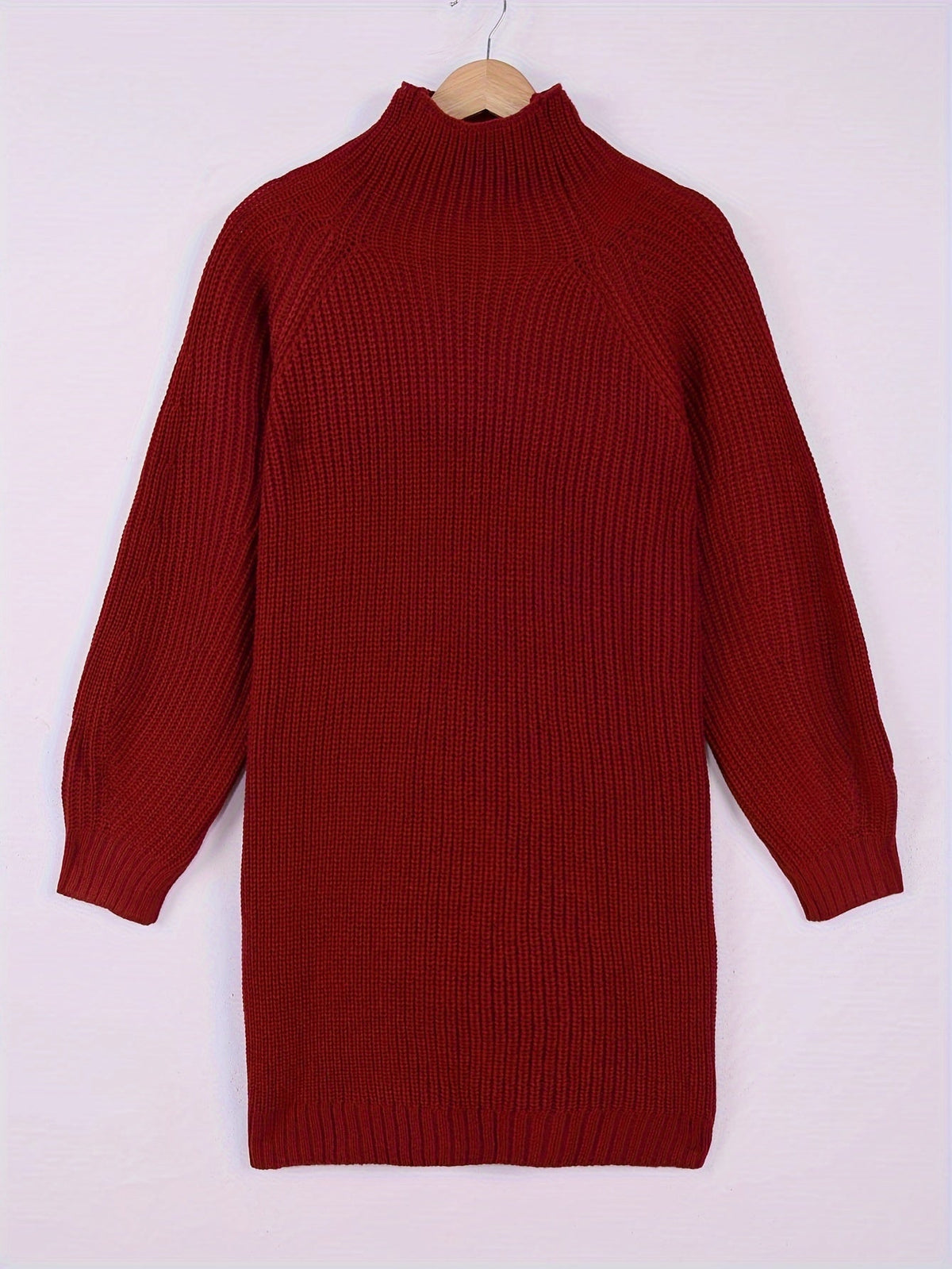 Women's Ribbed Half-Turtleneck Dress, Draped Fit – view 14
