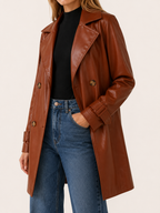 Faux Leather Trench Jacket detail
