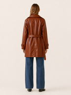 Faux Leather Trench Jacket front view