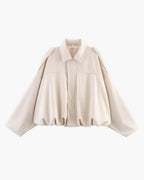 Faux suede bomber jacket shown on a model