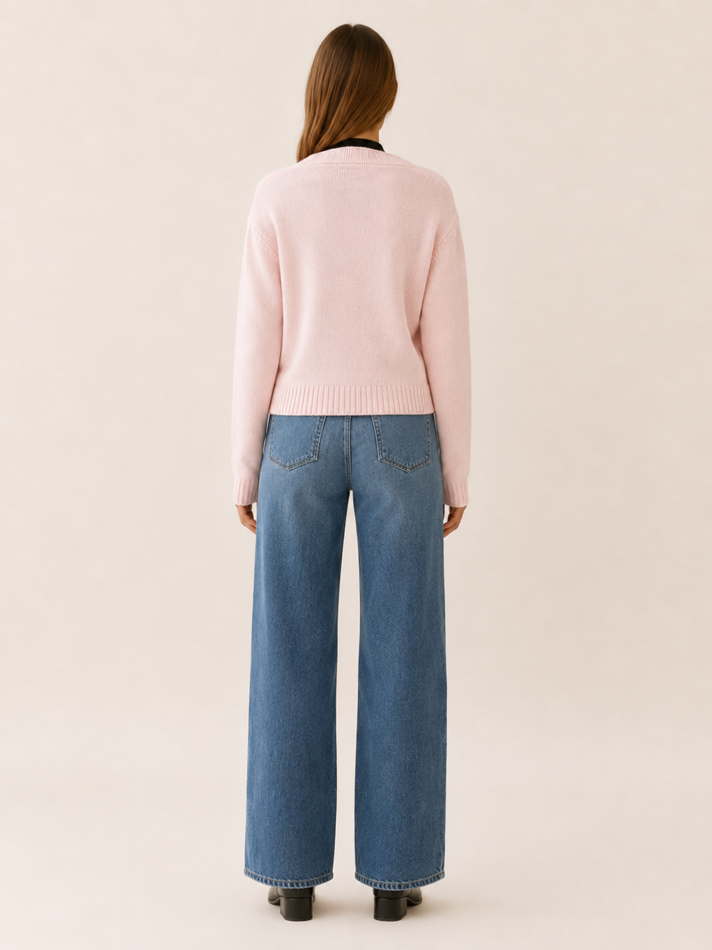 Cropped Cardigan with V-Neck and Button Front side view