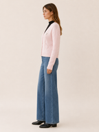Cropped Cardigan with V-Neck and Button Front back view