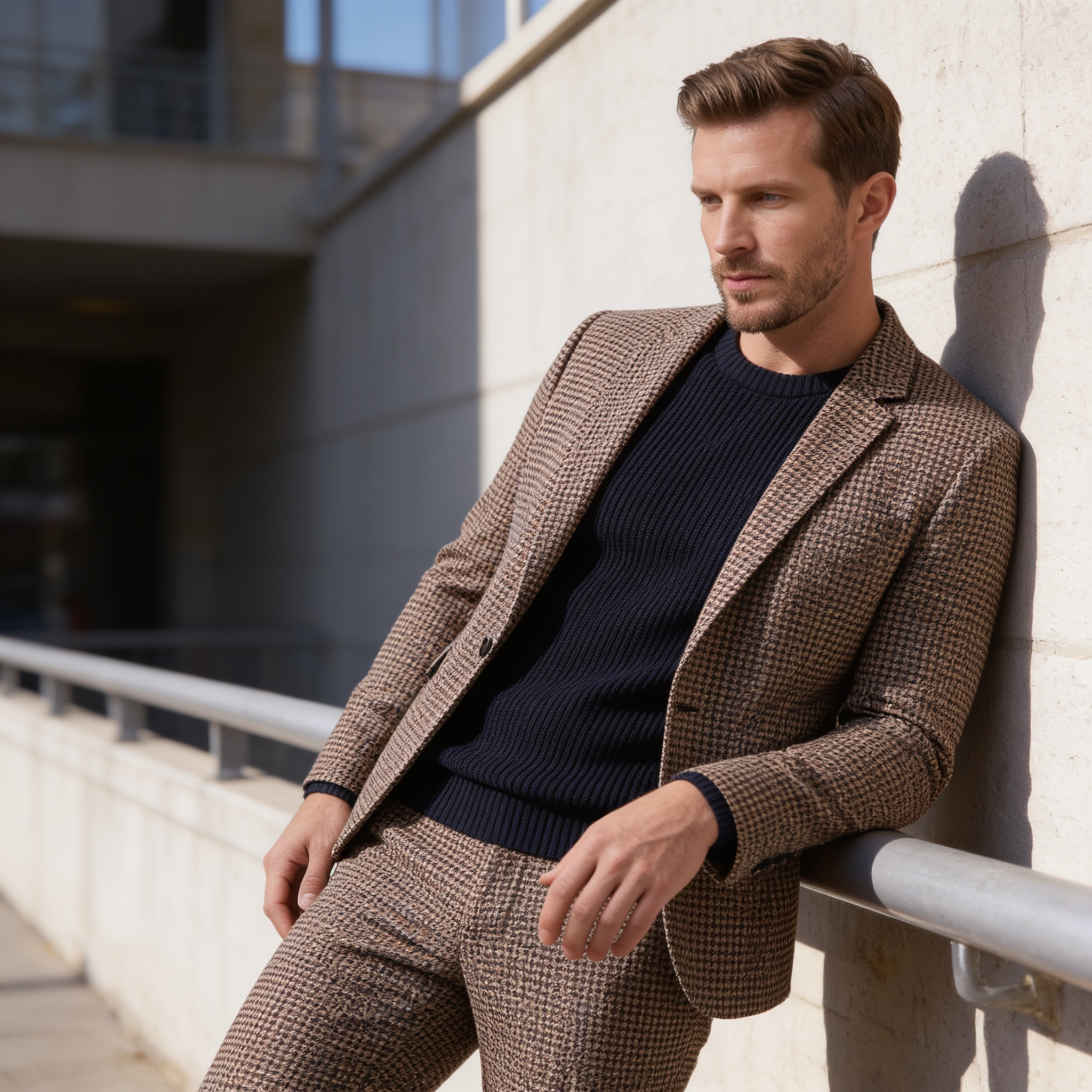 Men's tailored checked suit