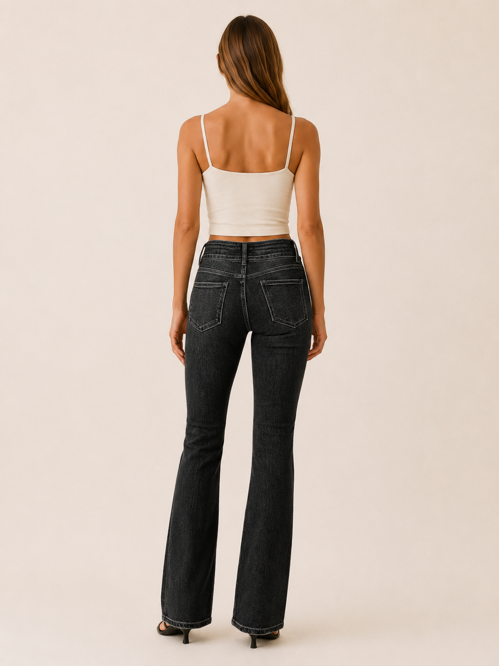 High Waist Bootcut Jeans back view