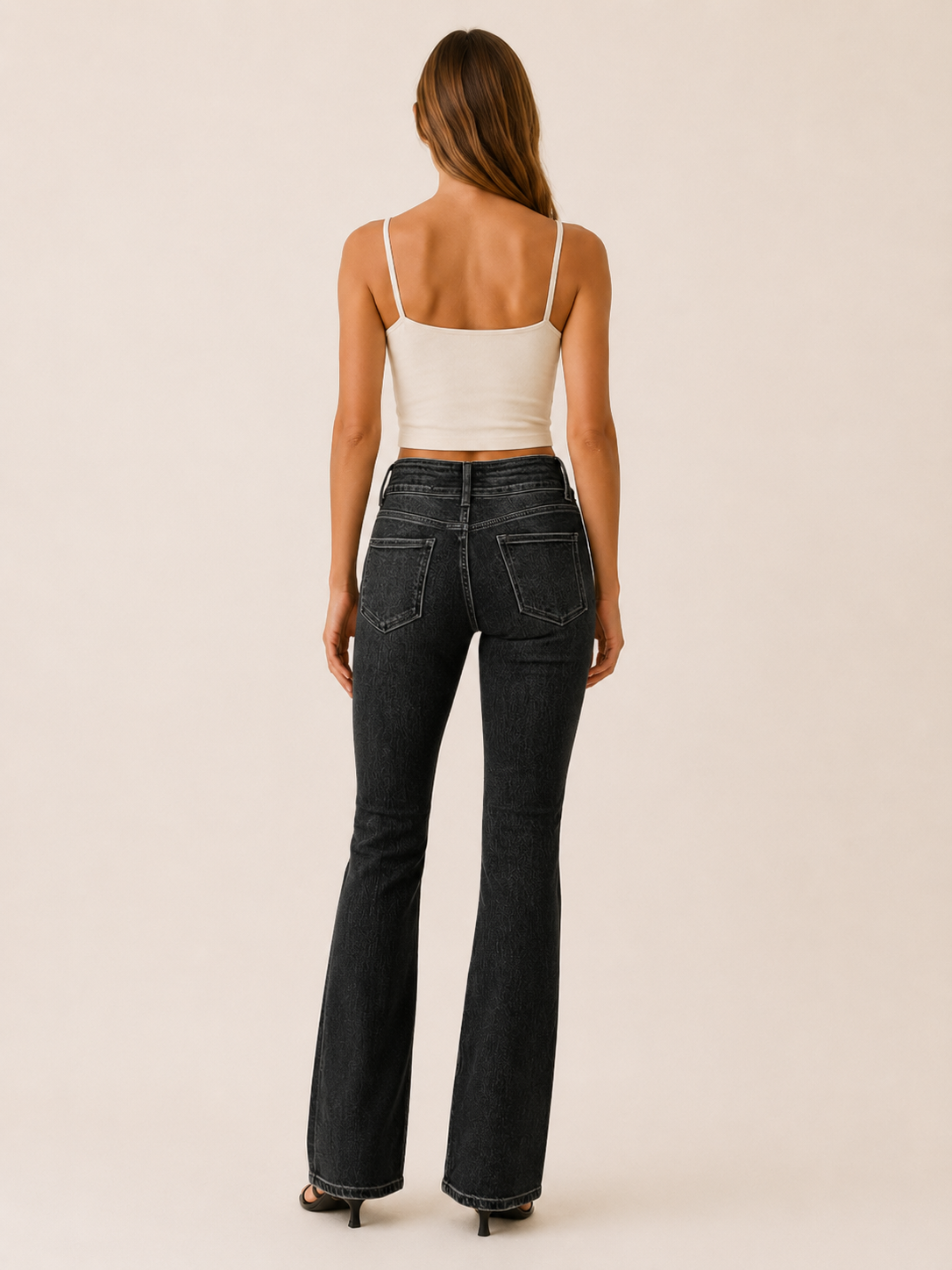 High Waist Bootcut Jeans back view