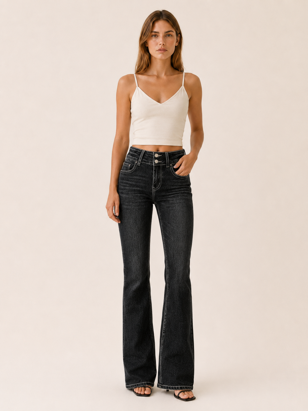 High Waist Bootcut Jeans in Black