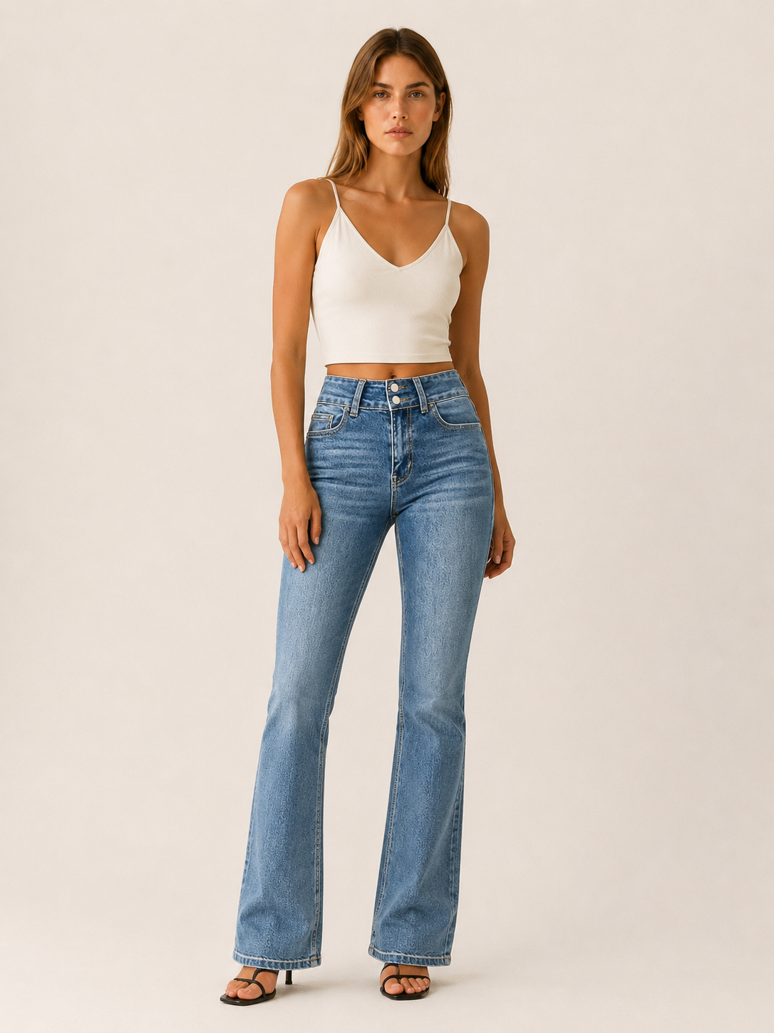 High Waist Bootcut Jeans in Light Blue
