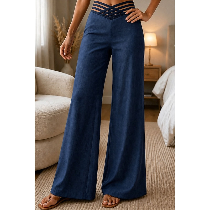 Women's High-Waisted Wide-Leg Trousers – detail