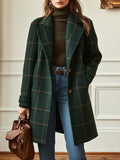 Women's Retro Lapel Check Tweed Coat