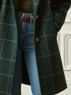 Women's Retro Lapel Check Tweed Coat