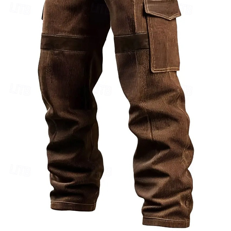Men's Relaxed Cargo Trousers, Patchwork Detail – view 3