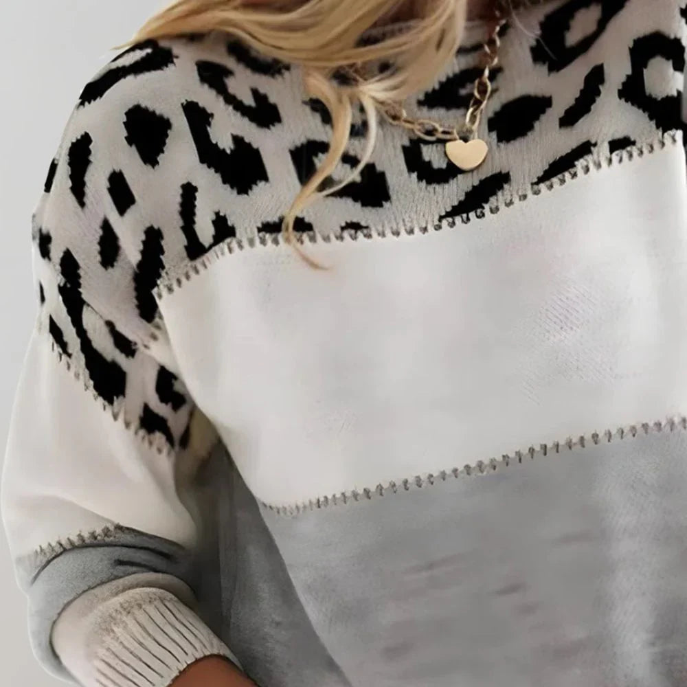Leopard print casual sweater