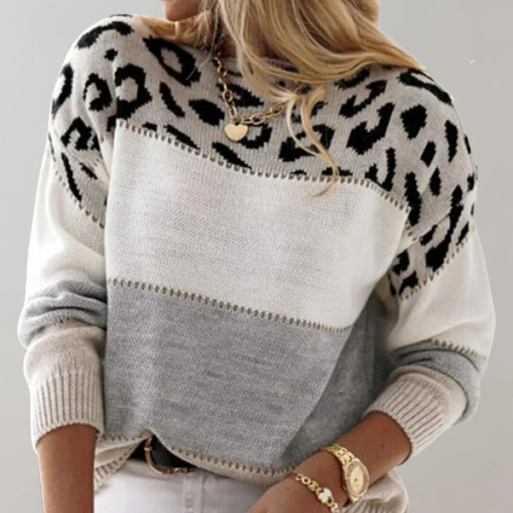Leopard print casual sweater