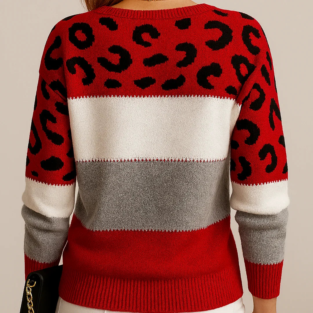 Leopard print casual sweater