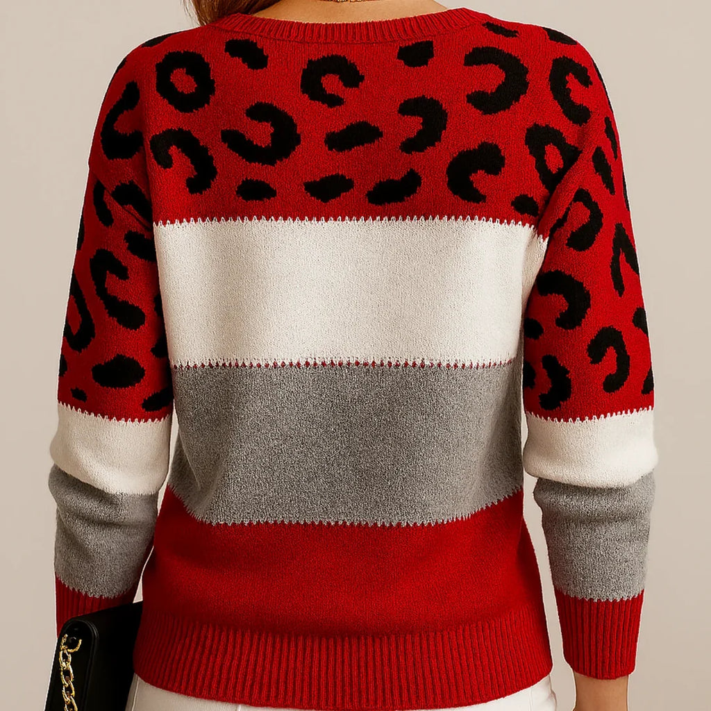 Leopard print casual sweater