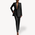 Women's longline blazer and slim trouser suit set, front view