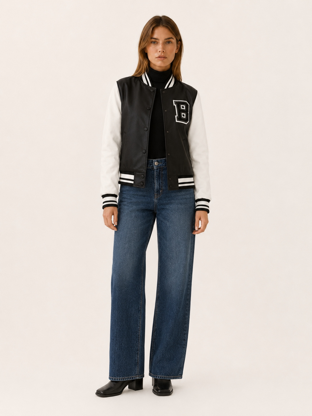 Bomber jacket with contrast sleeves front