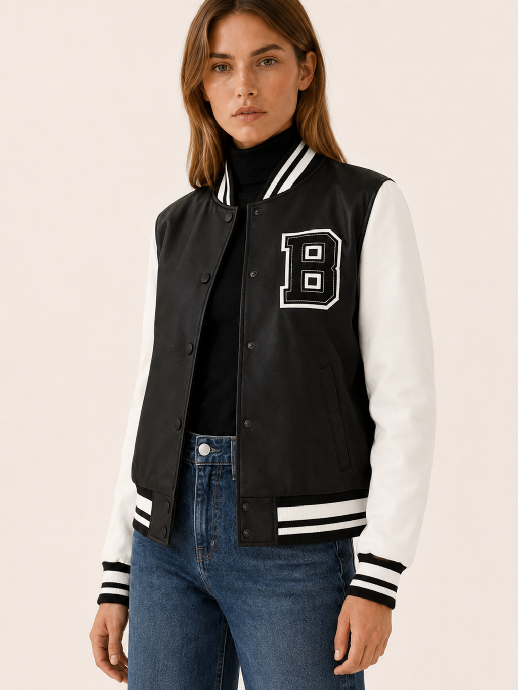 Bomber jacket ribbed trim detail