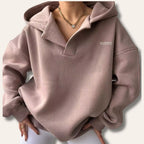 Women's Oversized Pullover Hoodie, Open V-Neckline – view 5