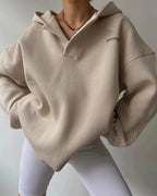 Women's Oversized Pullover Hoodie, Open V-Neckline – view 10