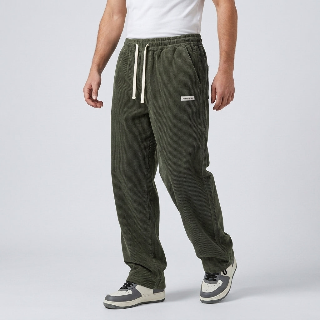 Men's corduroy trousers loose fit - Green