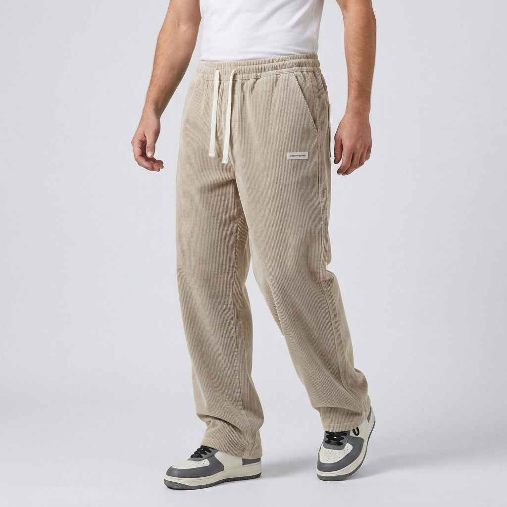 Men's corduroy trousers loose fit - Beige