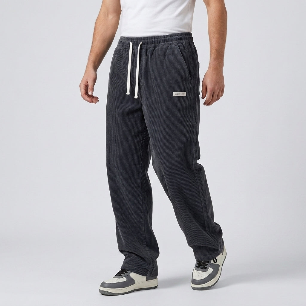 Men's corduroy trousers loose fit - Black
