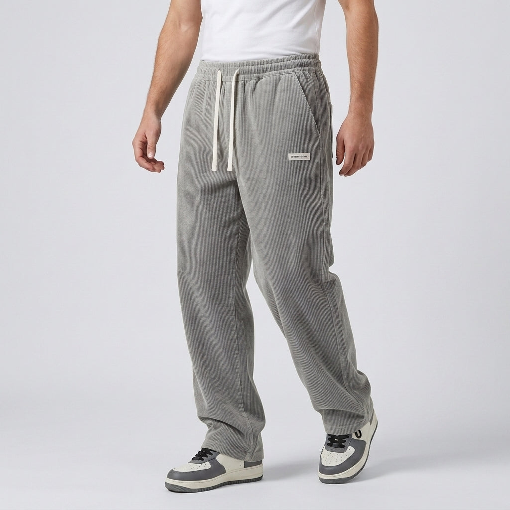 Men's corduroy trousers loose fit - Grey