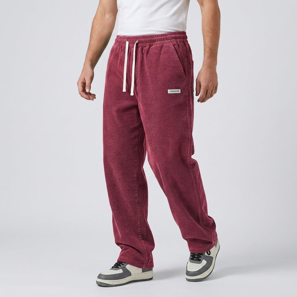 Men's corduroy trousers loose fit - Red