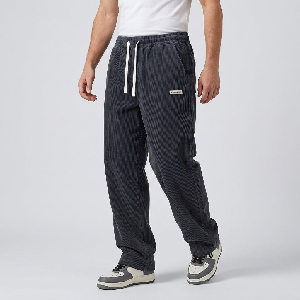 Men's corduroy trousers loose fit - Dark Grey