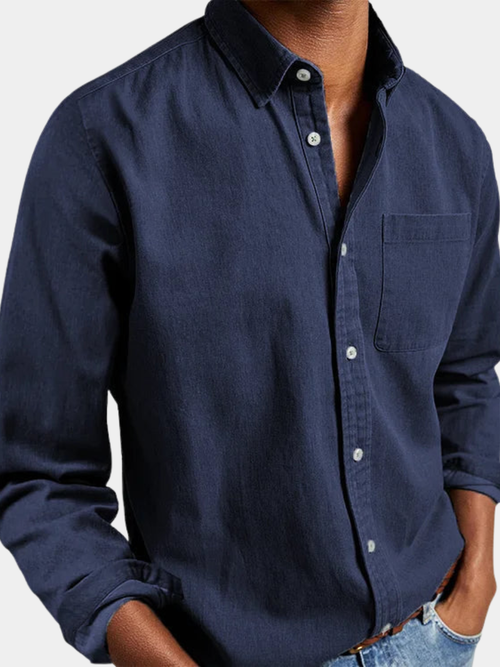 Men's denim button-up shirt