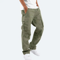 Men's drawstring cargo trousers in olive green