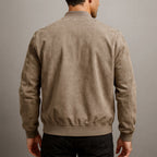 Men's faux suede jacket detail view